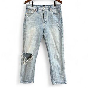 GAP 1969 Womens Jeans Size 10/30 Blue Denim Cheeky Straight Distressed